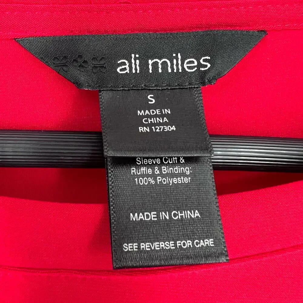 Ali miles Sz Small Vibrant Red Puff Sleeve Wearable Art to Wear Formal Shirt Top - Picture 2 of 7